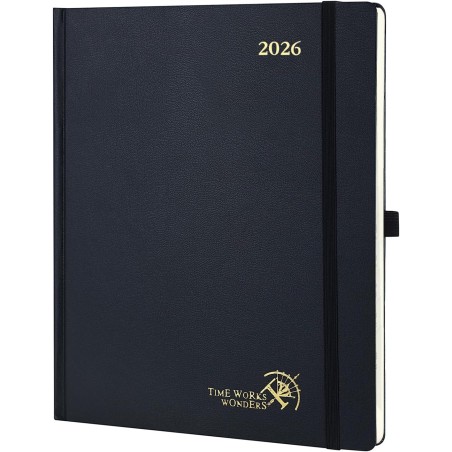POPRUN Agenda Scolaire 2026 Semainier 26,5 x 21,5 cm - Couverture Rigide, Vertical Weekly Planner, D'Jan 2026 à Déc 2026-12 Mois
