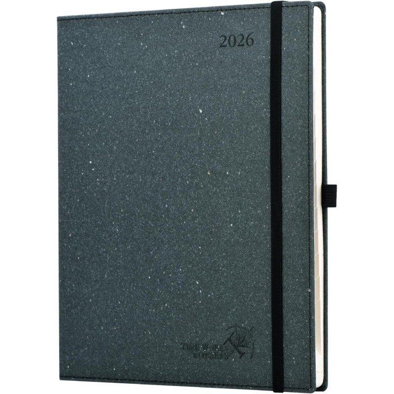 POPRUN Agenda 2026 Semainier Vertical 26,5 x 21,5 cm - Couverture rigide Écologique biodégradable, D'Jan 2026 à Déc 2026, Avec s