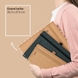 POPRUN Agenda 2026 Semainier Vertical 26,5 x 21,5 cm - Couverture rigide Écologique biodégradable, D'Jan 2026 à Déc 2026, Avec s