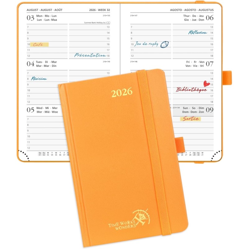 Poprun agenda de poche 2026 a6 semainier 16 x 10,5 cm - couverture rigide, petit agenda, d'jan 2026 à déc 2026-12 mois, avec sig