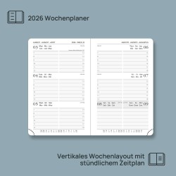 POPRUN Agenda de Poche 2026 A6 Semainier 16 x 10,5 cm - Couverture Rigide, Petit Agenda, D'Jan 2026 à Déc 2026-12 Mois, Avec sig