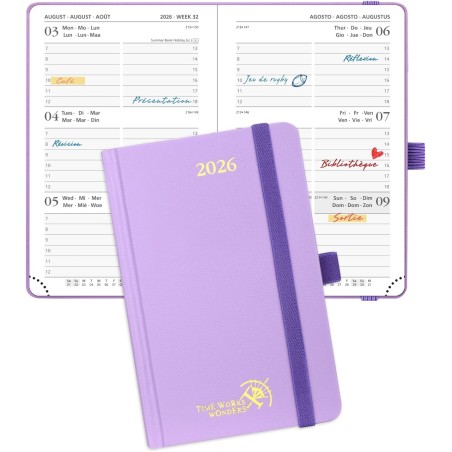 POPRUN Agenda de Poche 2026 A6 Semainier 16 x 10,5 cm - Couverture Rigide, Petit Agenda, D'Jan 2026 à Déc 2026-12 Mois, Avec sig