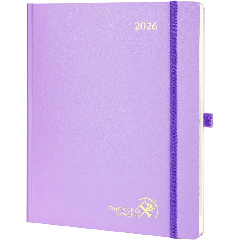 POPRUN Agenda Scolaire 2026 Semainier 26,5 x 21,5 cm - Couverture Rigide, Vertical Weekly Planner, D'Jan 2026 à Déc 2026-12 Mois