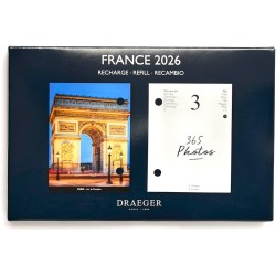DRAEGER PARIS 1886 - Recharge Agenda 2026 Format Compact 16x10 cm - Thème France - 12 Mois avec Illustrations Détachables - Papi
