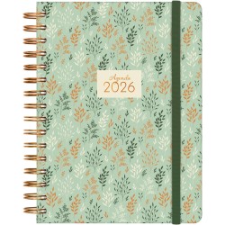 Finocam Agenda à spirale 2026 1 jour par page | janvier à décembre (12 mois) | Agenda annuel 2026 avec élastique | Couverture ri