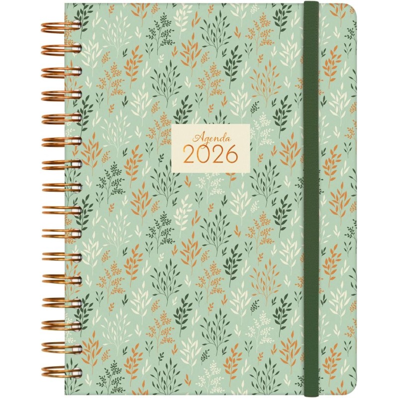 Finocam Agenda à spirale 2026 1 jour par page | janvier à décembre (12 mois) | Agenda annuel 2026 avec élastique | Couverture ri