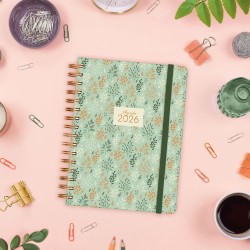 Finocam – Agenda Spirale 2026 1 Jour par page | Janvier – Décembre (12 mois) | Agenda annuel 2026 avec élastique | Double spiral