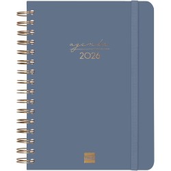 Finocam – Agenda Spirale 2026 1 Jour par page | Janvier – Décembre (12 mois) | Agenda annuel 2026 avec élastique | Double spiral