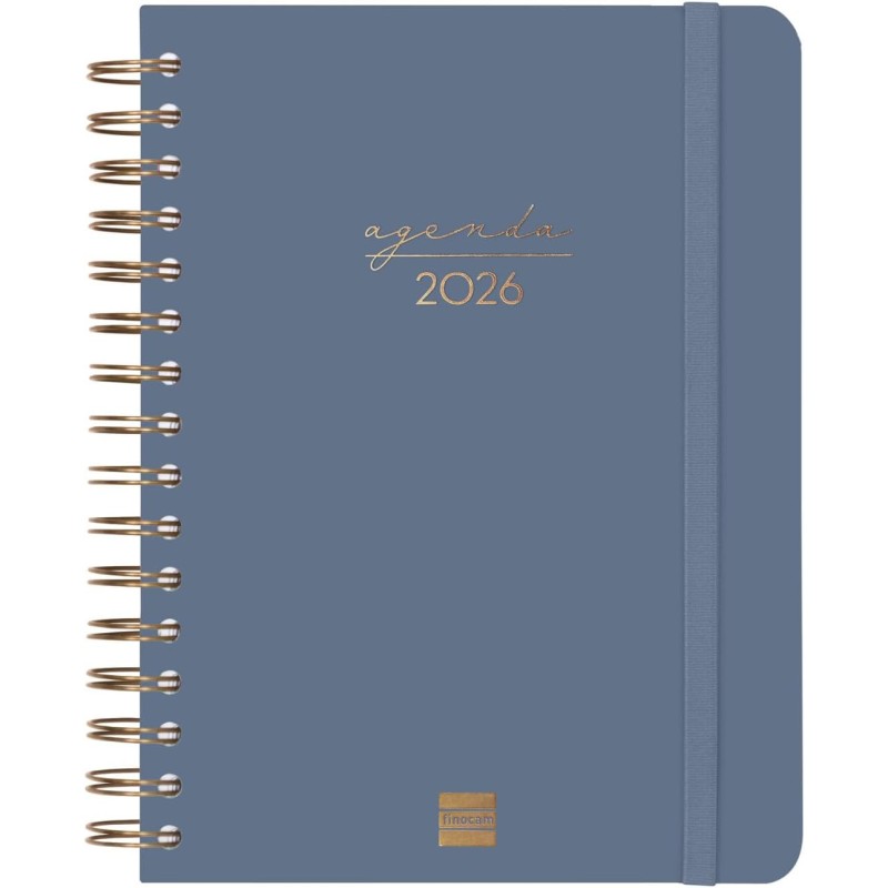 Finocam – Agenda Spirale 2026 1 Jour par page | Janvier – Décembre (12 mois) | Agenda annuel 2026 avec élastique | Double spiral