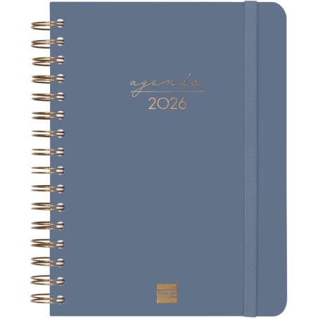 Finocam – Agenda Spirale 2026 1 Jour par page | Janvier – Décembre (12 mois) | Agenda annuel 2026 avec élastique | Double spiral