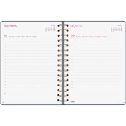 Finocam – Agenda Spirale 2026 1 Jour par page | Janvier – Décembre (12 mois) | Agenda annuel 2026 avec élastique | Double spiral