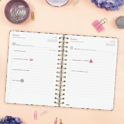 Finocam Agenda à spirale 2026 1 jour par page | janvier à décembre (12 mois) | Agenda annuel 2026 avec élastique | Couverture ri