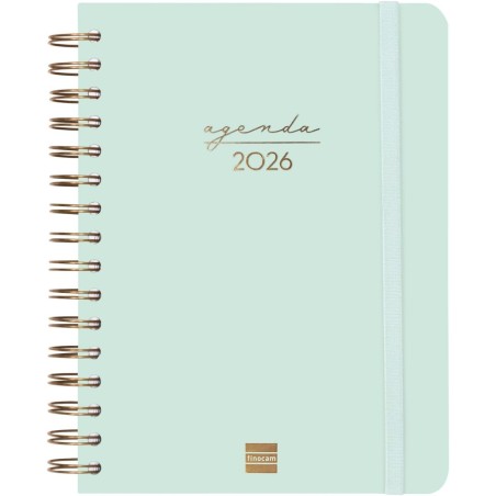 Finocam – Agenda Spirale 2026 1 Jour par page | Janvier – Décembre (12 mois) | Agenda annuel 2026 avec élastique | Double spiral