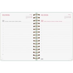 Finocam – Agenda Spirale 2026 1 Jour par page | Janvier – Décembre (12 mois) | Agenda annuel 2026 avec élastique | Double spiral
