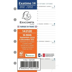 Exacompta - 14212E - Recharge Pour Organiseur Exatime 14 - Semainier Millésimé - Semaine sur 2 Pages - 12,6 cm x 8,1 cm - Septem