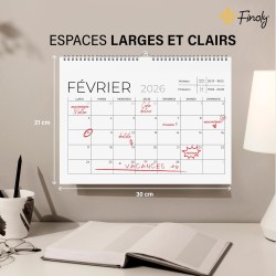 Finoly Calendrier Mural Juillet 25 Décembre 26 (18 Mois) | Calendrier 2025 2026 Mural | Calendrier Familial 2025 | Calendrier Mu