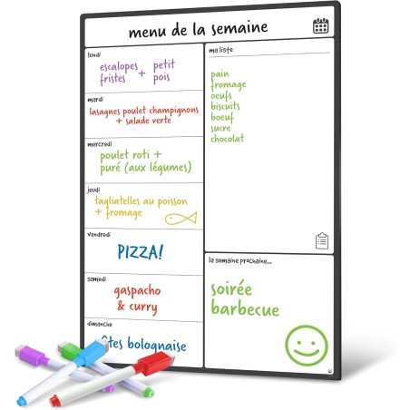 Smart Panda Calendrier Magnétique pour Frigo - Planifier Les Repas Familiaux, Listes De Courses ou Une Aide A L’étude - Tableau 