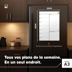 Smart Panda Calendrier Magnétique pour Frigo - Planifier Les Repas Familiaux, Listes De Courses ou Une Aide A L’étude - Tableau 