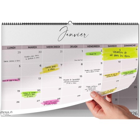 Calendrier Mural 2026 A4 – Planificateur Annuel Mensuel Juillet 2025 à Décembre 2026 – Parfait pour Maison Bureau École et Famil