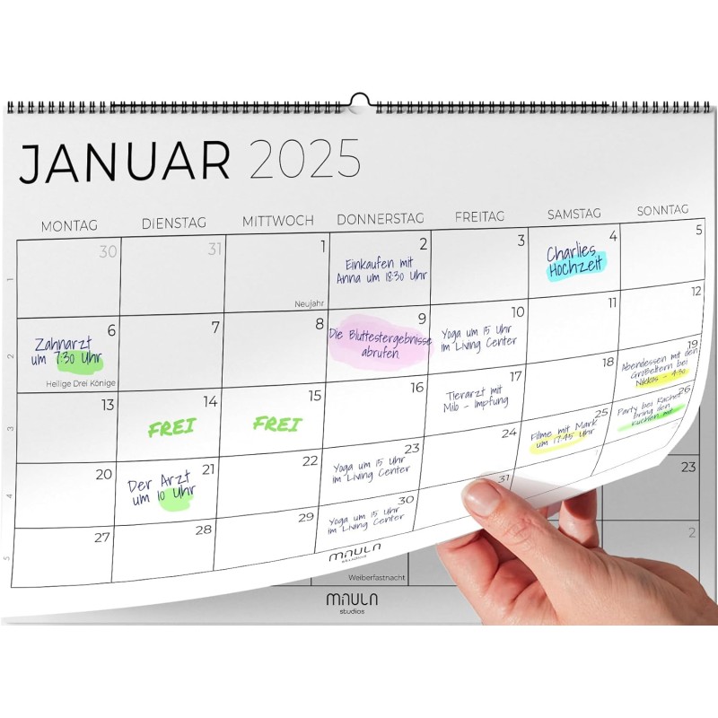 Calendrier Mural 2025/26 - Calendrier 2025/26 - Calendrier Familial Juillet 25 - Déc. 26 - Grand Calendrier Mensuel 2025 2026 (S