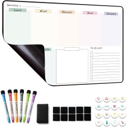 Calendrier Magnetique Organisateur Tableau Frigo, Planning Semaine Magnetique, Planificateur de Menus/Repas, Planificateur Hebdo