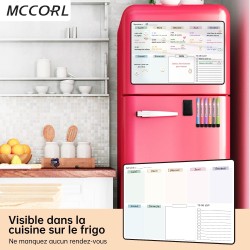 Calendrier Magnetique Organisateur Tableau Frigo, Planning Semaine Magnetique, Planificateur de Menus/Repas, Planificateur Hebdo