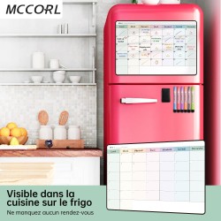 Calendrier Tableau Organisateur Magnetique Frigo, Planning Semaine/Mensuel Frigo Magnétique,Planificateur Hebdomadaire, 42×28cm 