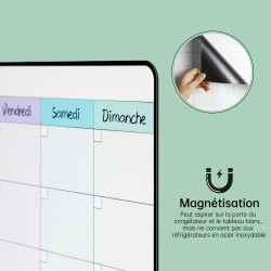 Calendrier Tableau Organisateur Magnetique Frigo, Planning Semaine/Mensuel Frigo Magnétique,Planificateur Hebdomadaire, 42×28cm 