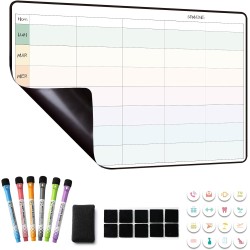 Planning Semaine, Calendrier magnetique Frigo,Tableau Organisateur Familial,Planificateur des Menus/Repas Hebdomadaire 42×28cm e