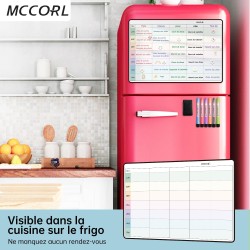 Planning Semaine, Calendrier magnetique Frigo,Tableau Organisateur Familial,Planificateur des Menus/Repas Hebdomadaire 42×28cm e