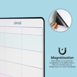 Planning Semaine, Calendrier magnetique Frigo,Tableau Organisateur Familial,Planificateur des Menus/Repas Hebdomadaire 42×28cm e