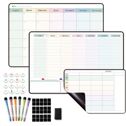 Planning Semaine,Calendrier magnetique Frigo,emploi du temps,Planificateur Hebdomadaire,Tableau Organisateur Familial, Planning 