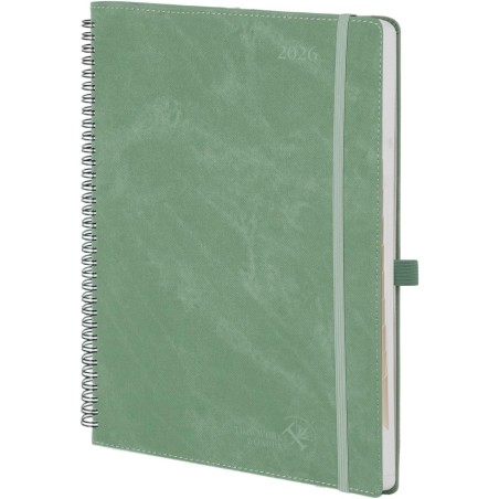 POPRUN Agenda 2026 Semainier A4 Grand Format 29,7 x 21 cm en Français - Couverture Souple en PU Cuir Spirale, Intervalles de 15 