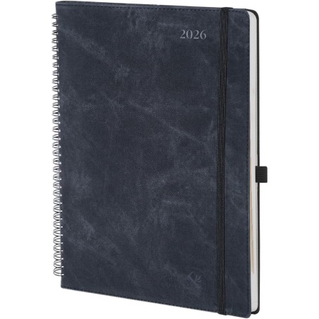 POPRUN Agenda Scolaire 2026 Semainier A4 Grand Format 29,7 x 21 cm en Français - Couverture Souple en PU Cuir Spirale, Intervall