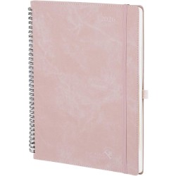 POPRUN Agenda 2026 Semainier A4 Grand Format 29,7 x 21 cm en Français - Couverture Souple en PU Cuir Spirale, Intervalles de 15 