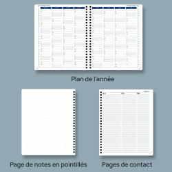 POPRUN Agenda 2026 Semainier A5 21,4 x 17,6 cm Version Française - Intervalles de 30 minutes, D'Jan 2026 à Déc 2026 12 Mois, Cou