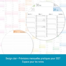 Häfft® Calendrier mural XXL 2026 A1+ de papier en français (63 x 89 cm) plié "Rainbow" + agenda annuel A4 gratuit, avec jours fé