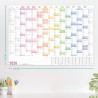 Häfft® Calendrier mural XXL 2026 A1+ de papier en français (63 x 89 cm) plié "Rainbow" + agenda annuel A4 gratuit, avec jours fé