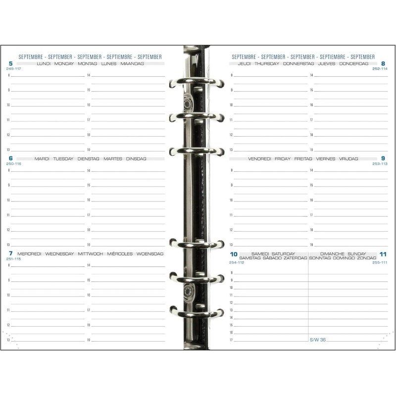 Exacompta - 18240E - Recharge Exatime 17 - 10,5 x 17,2 cm - Semainier Septembre 2024 à décembre 2025 - 16 mois