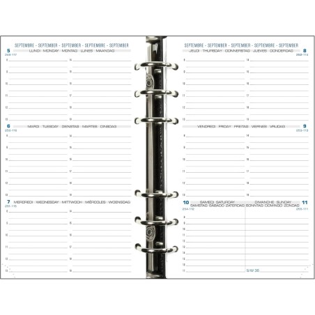 Exacompta - 18240E - Recharge Exatime 17 - 10,5 x 17,2 cm - Semainier Septembre 2024 à décembre 2025 - 16 mois