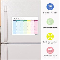Calendrier 2026 Mural Magnetique Frigo 31 x 21cm Familial Calendrier 2025 2026 Septembre 2025 à Décembre 2026 Planificateur Mens
