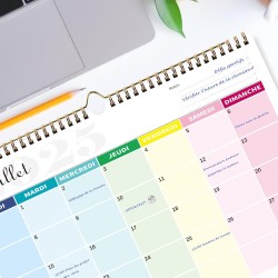 Calendrier 2026 Mural Coloré 31 x 21cm Familial Calendrier 2025 2026 Scolaire 18 mois Septembre 2025 à Décembre 2026 Mensuel Pro