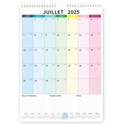 Calendrier 2026 Mural Grand Format Coloré Calendrier Familial Juillet‌ 2025 à Dec. 2026 Mensuel Famille Organisée Planificateur 