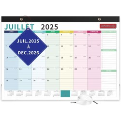 Calendrier 2026 Mural Grand Coloré Avec Couverture Imperméable Calendrier Familial Juil. 2025 à Déc.‌ 2026 Planificateur Organis