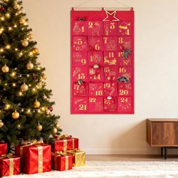 DPKOW Paillettes Tissu Calendrier de l'Avent à Remplir Soit Même, Or Rouge Vide Calendrier de l'Avent a Faire Bricolage Calendri