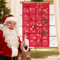 DPKOW Paillettes Tissu Calendrier de l'Avent à Remplir Soit Même, Or Rouge Vide Calendrier de l'Avent a Faire Bricolage Calendri