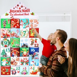 DPKOW Français Calendrier de l'Avent à Remplir 2025, Vide Calendrier de l'Avent a Remplir Soit Meme, Tissu Calendrier de l'Avent