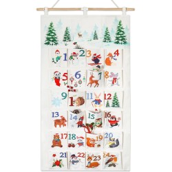 DPKOW Hiver Animaux Calendrier de l'Avent à Remplir Soit Même, Vide Calendrier de l'Avent Tissu DIY Calendriers de Noël pour Cad