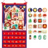 DPKOW 2025 Calendrier de l'Avent de Noël en Feutre avec 24 Pochettes et Un Poteau, Calendrier de l'Avent à Remplir avec 24 Deco 