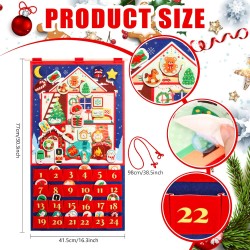 DPKOW 2025 Calendrier de l'Avent de Noël en Feutre avec 24 Pochettes et Un Poteau, Calendrier de l'Avent à Remplir avec 24 Deco 